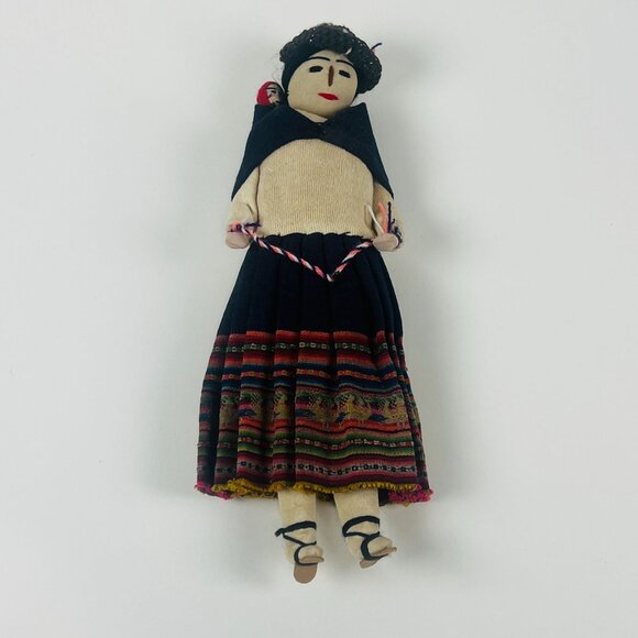 Handcrafted Handmade Cloth Doll With Traditional Attire & Baby Accessory - Picture 1 of 7
